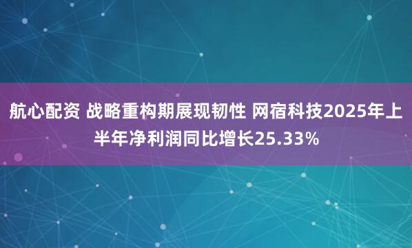 航心配资 战略重构期展现韧性 网宿科技2025年上半年净利润同比增长25.33%
