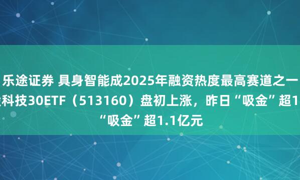 乐途证券 具身智能成2025年融资热度最高赛道之一，港股科技30ETF（513160）盘初上涨，昨日“吸金”超1.1亿元
